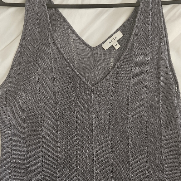 Reiss Alice metallic silver knitted top M - Picture 5 of 5